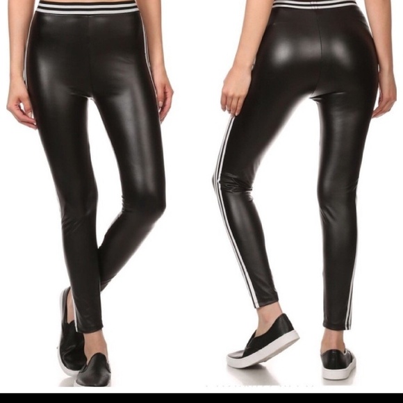TUXEDO LEATHER LIQUID BLACK LEGGINGS - Picture 3 of 3
